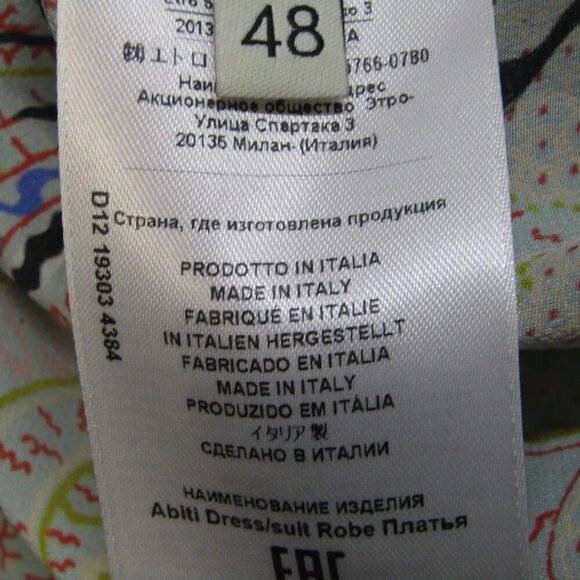 NEW ETRO Women's One Shoulder Silk Dress Multicolor Size 12 - Picture 12 of 16